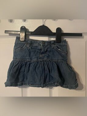 Calvin Klein Girls Denim Skirt Ruffle Hem Blue Jean Skirt Size 3T